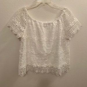 BB Dakota ivory lace off the shoulder top